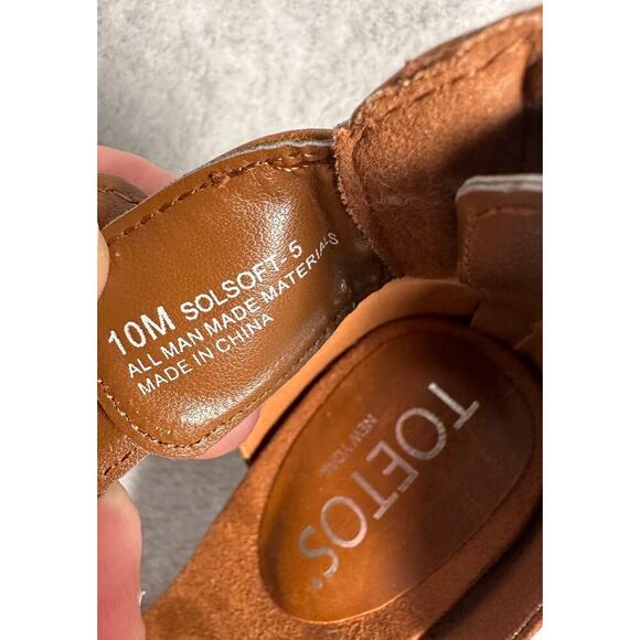 Toetos | Size: 10 | Wedge Sandal Strappy Cognac Ankle Strap Buckle - Picture 8 of 10